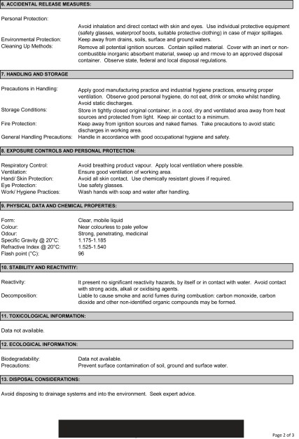 Birch Sweet Essential Oil MSDS-2
